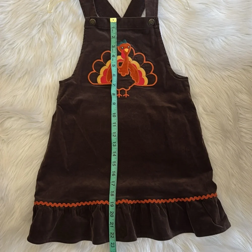 Gymboree Girls Embroidered Turkey Ruffle Corduroy Skirtall Brown Dress Size 8